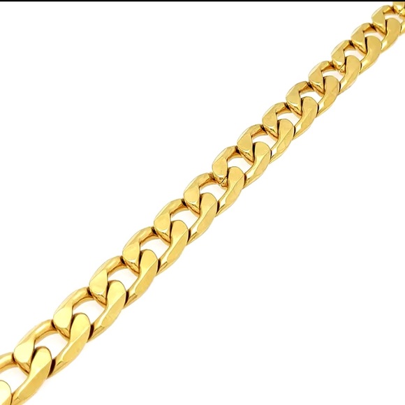 Gold Plated Cuban Link Chain Bracelet for Men Hip Hop Heavy Duty Stainless Steel - Picture 3 of 5